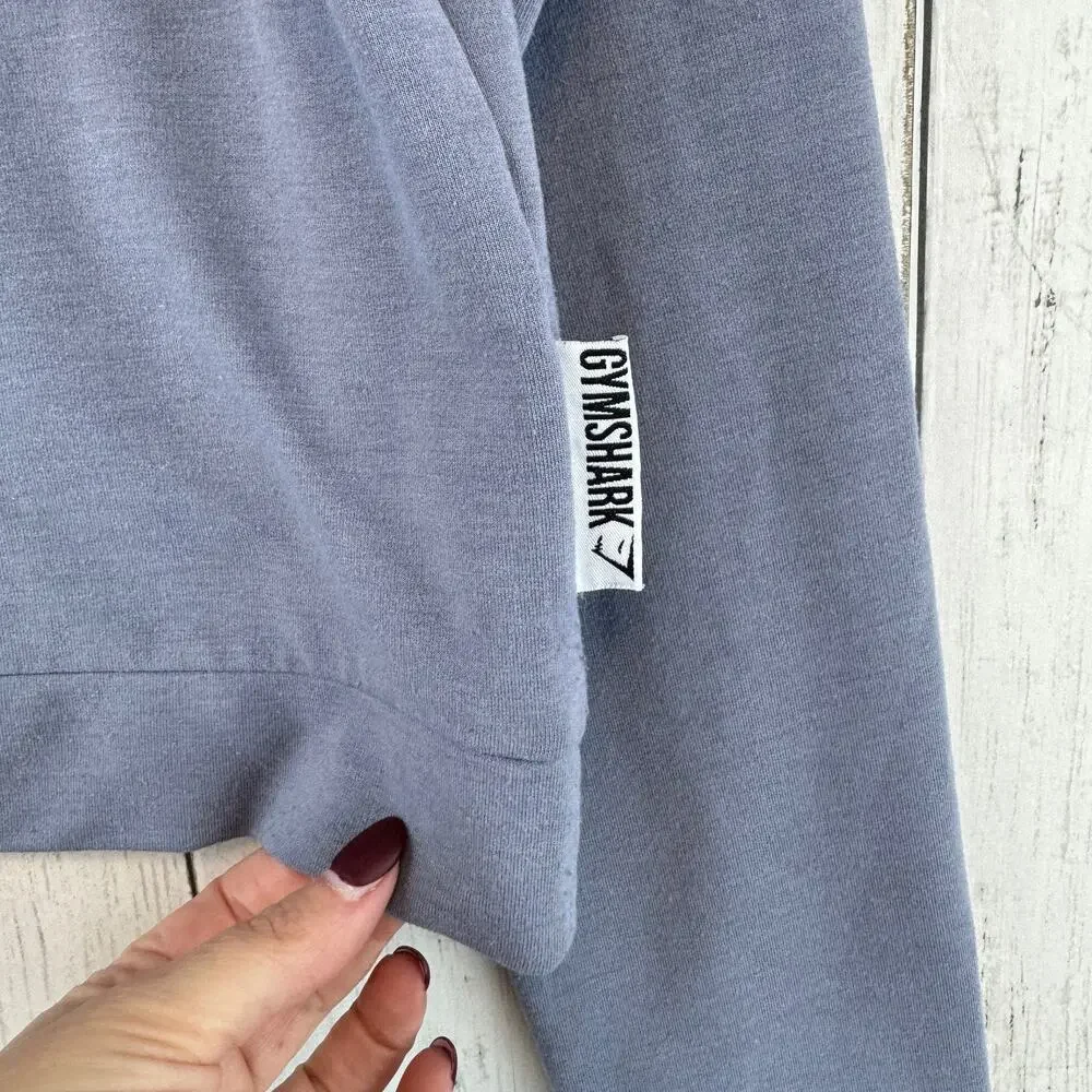 Gymshark Steel Blue Solace Cropped Long Sleeve Tumbhole Sweater Size Small - Picture 5 of 14